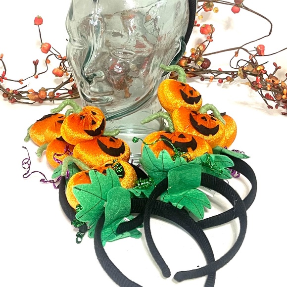 Halloween Pumpkin Head head bands. Set of 5 total - Picture 2 of 7